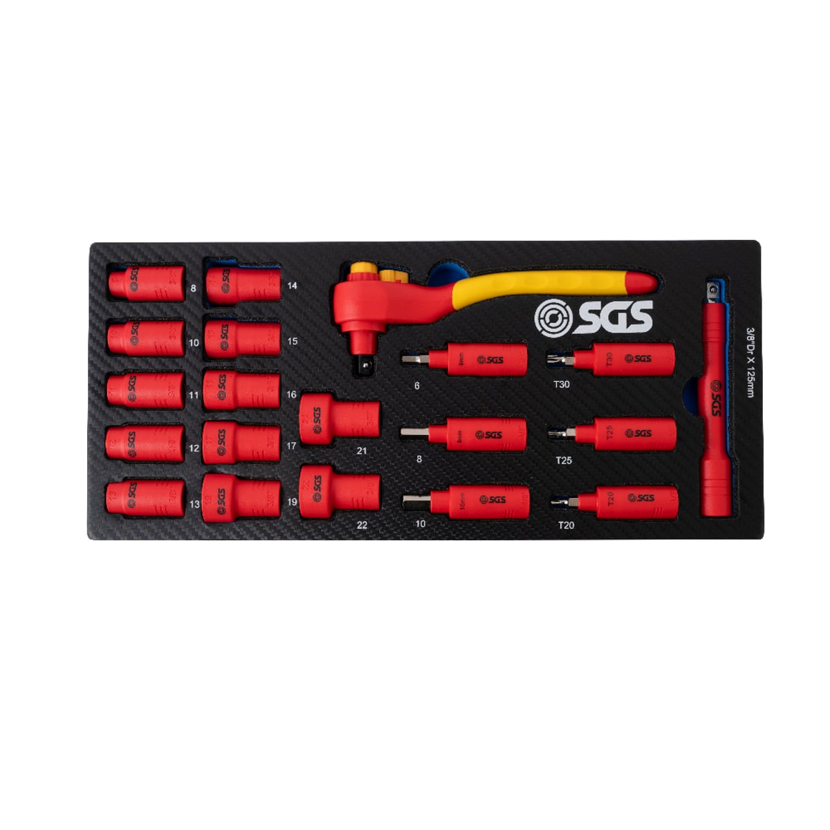 SGS 20pc 3/8in Drive VDE Insulated Socket Set | Foam Insert